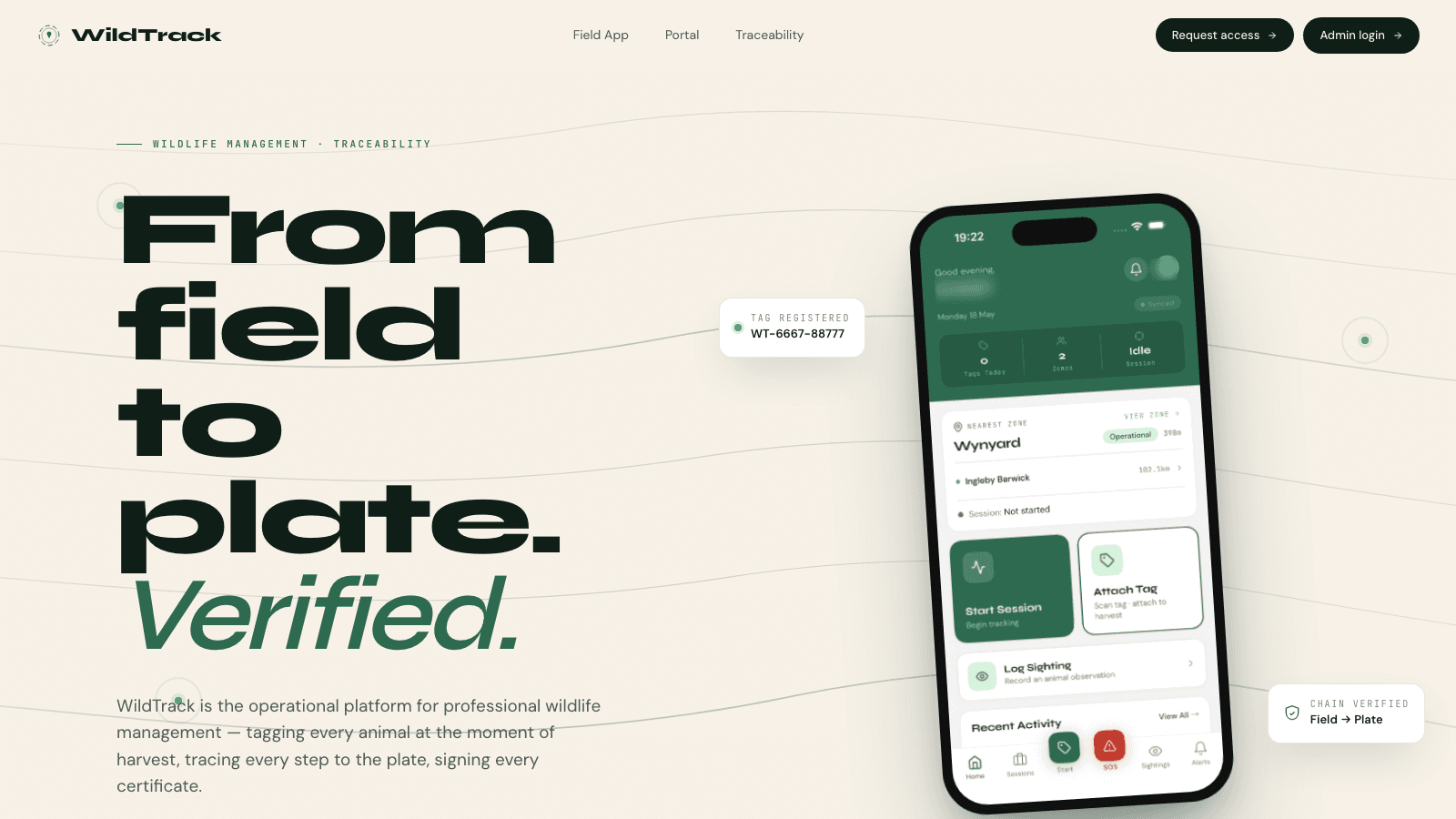 WildTrack marketing site — thewildtrack.com